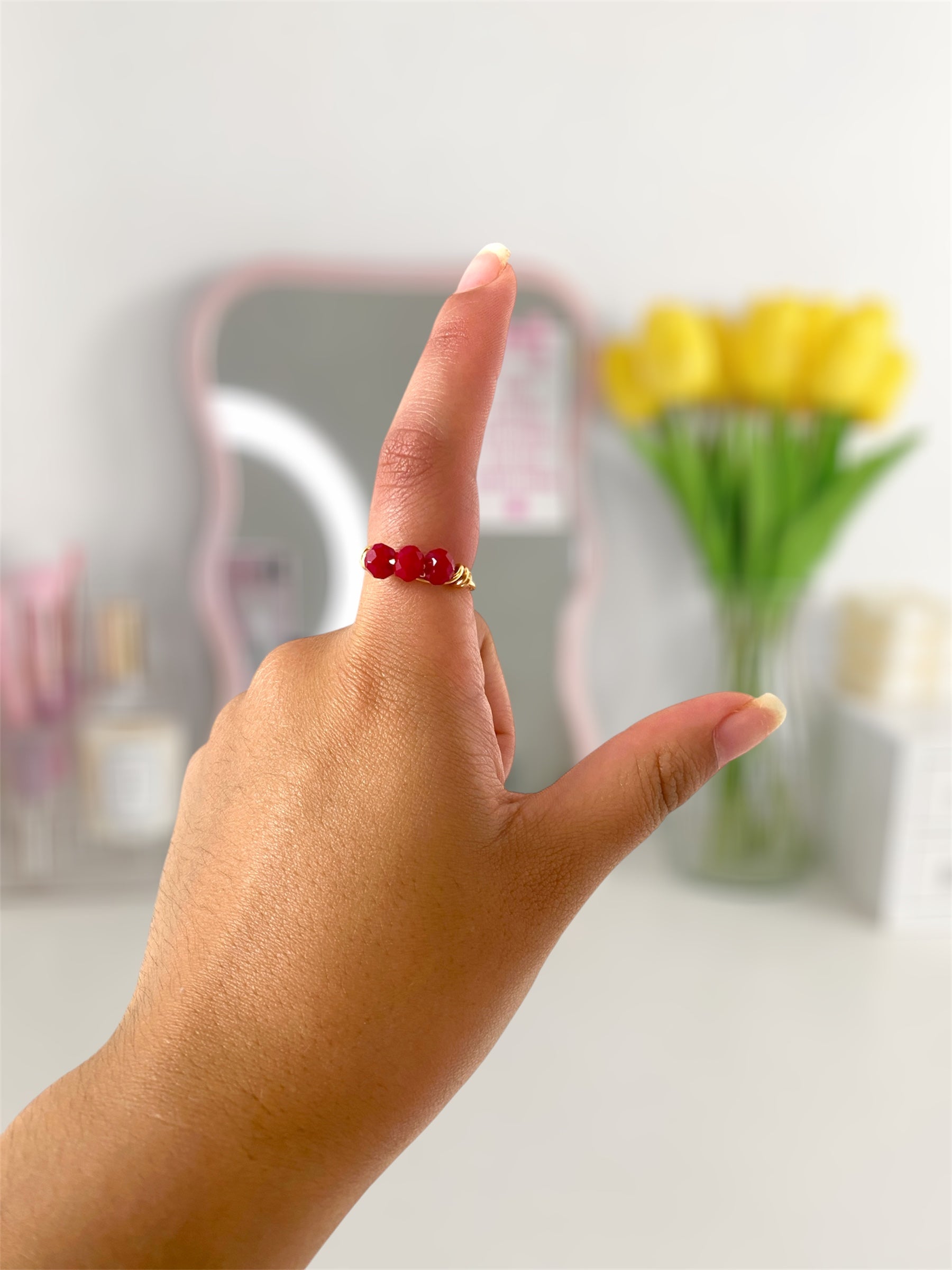 Anillo cristal rojo